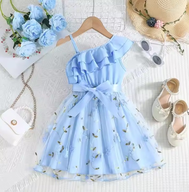 Baby Floral dress ( light blue)